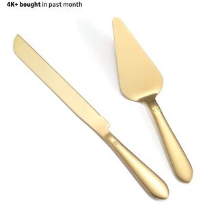 Elegant Gold Cake Knife and Server Set NEVER OPENED